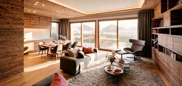 Salle à manger ouverte sur la terrasse – Résidence Les Gentianes - Verbier