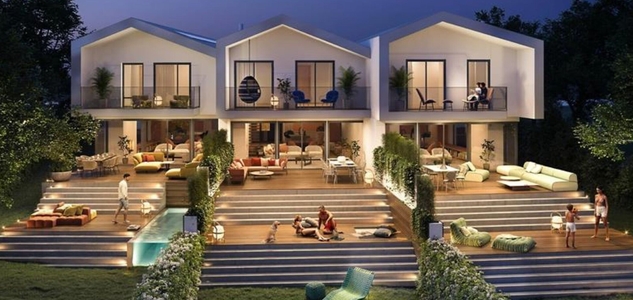 Vue nocturne de la Villa du Milieu à vendre à Vollège