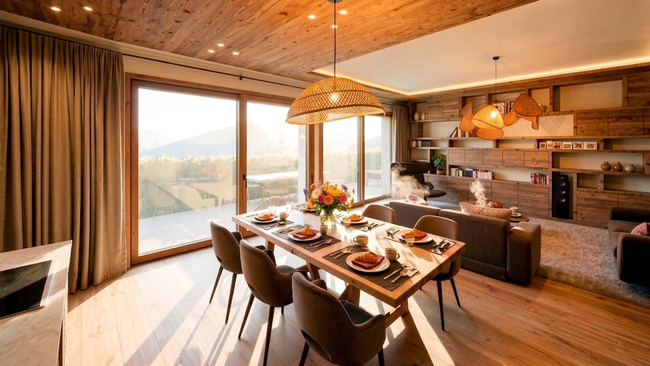 Salle à manger lumineuse avec accès terrasse – Résidence Les Gentianes - Verbier