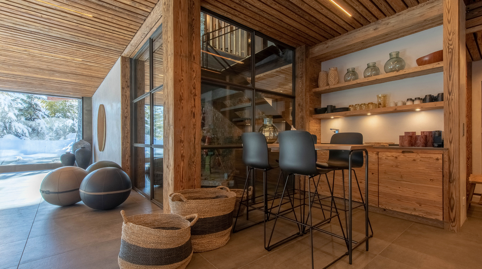 Chalet de luxe à Verbier, espace lounge intérieur